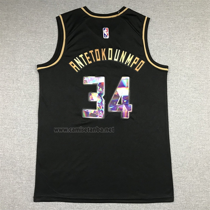 Camiseta Golden Edition Milwaukee Bucks Giannis Antetokounmpo #34 2021-22 Negro